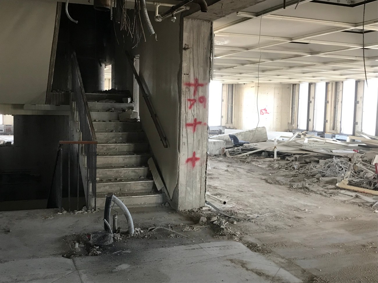 The 15th floor stairwell. Photo by Roberta Burnes.