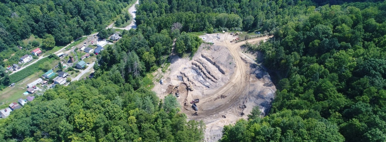 Aerial photo of slide area during reclamation.