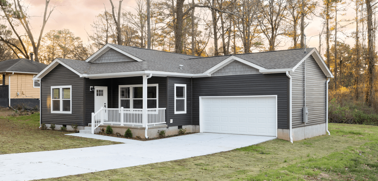Home with gray siding.